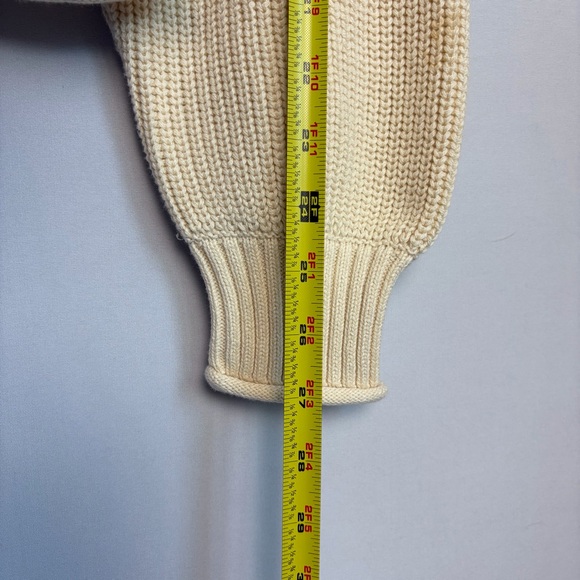J Crew Sweater Women Sz M Cream Ribbed Knit Cotton Button Collar Preppy READ - Picture 4 of 16